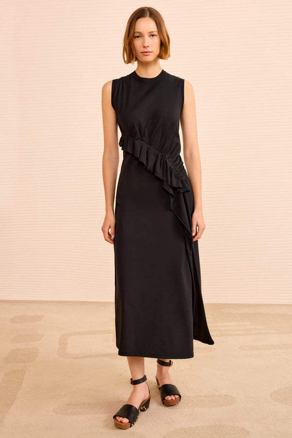 Jeune Ruffled Dress in Noir