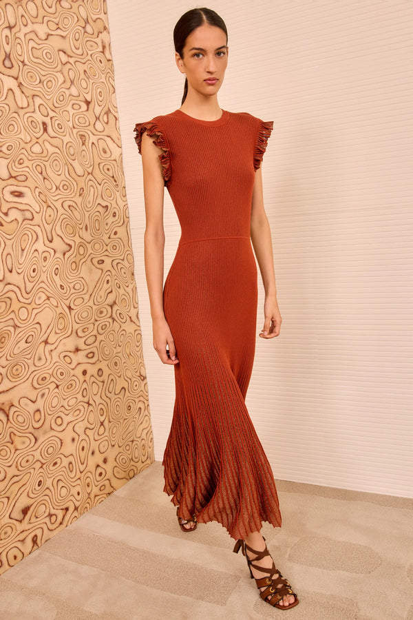 Noelle Midi Dress in Copper