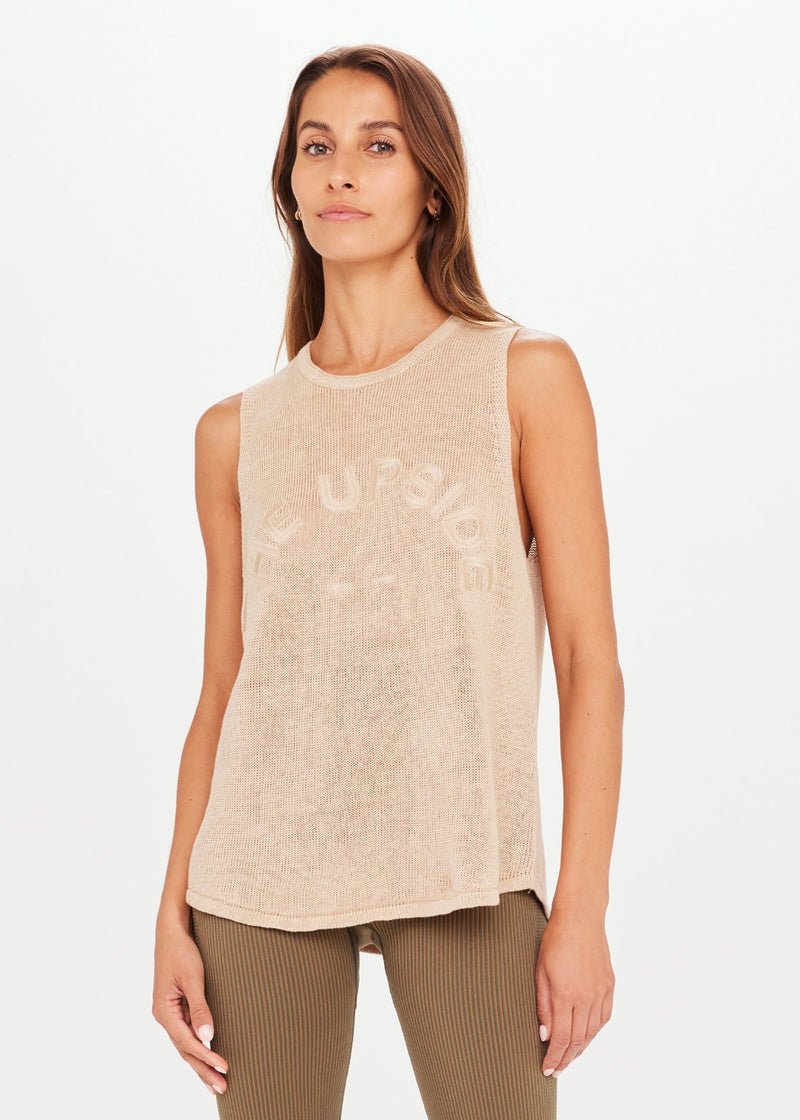 Knitted Muscle Tank in Pebble