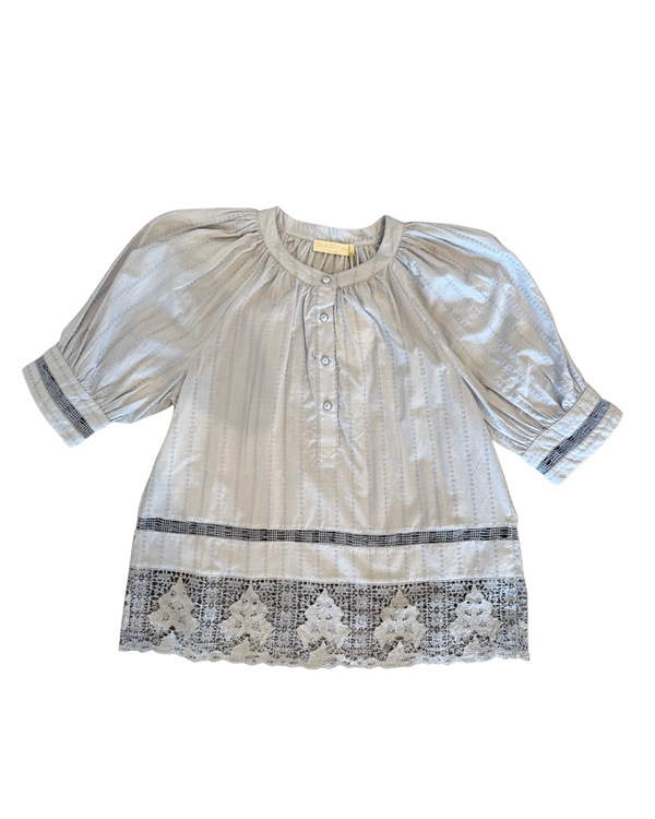 Faye Puff Sleeve Blouse in Celeste