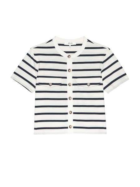 The Jersey Striped Top in Cream Multi