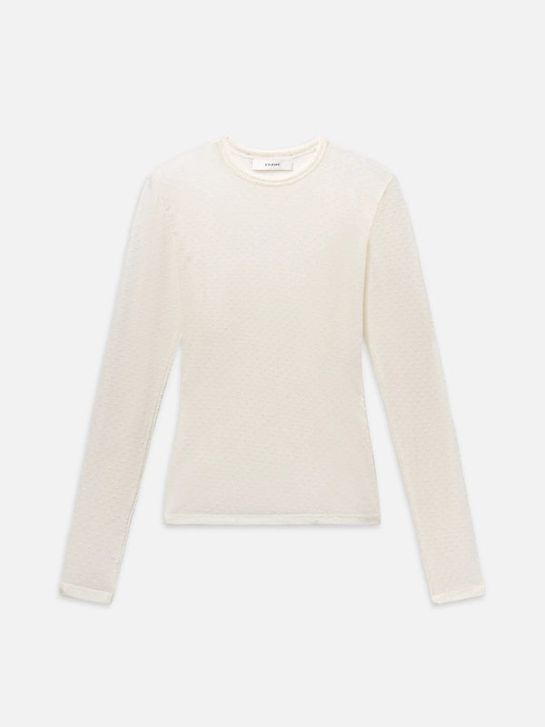 Mesh Polka Dot Top in Cream