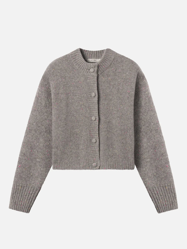 Cashmere Fleck Cardigan in Silver