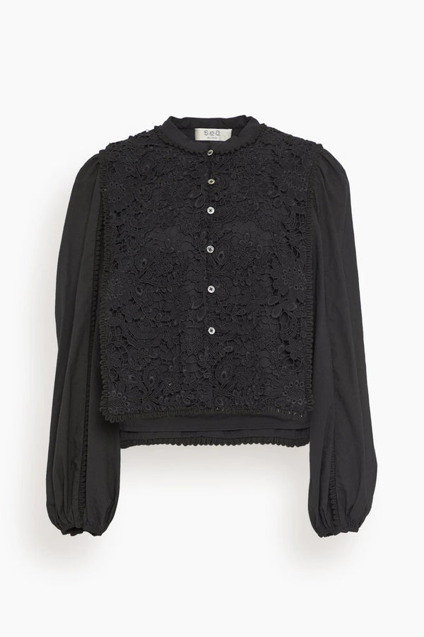 Sabine Embroidery Top in Black