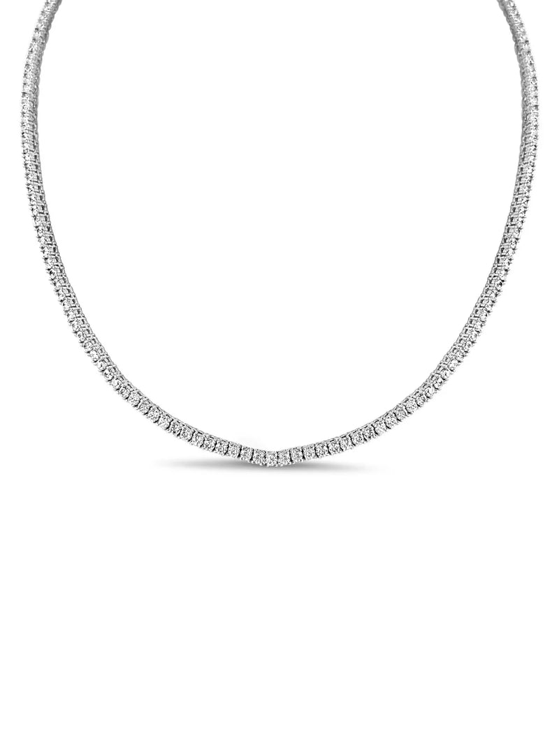 Classic CZ Tennis Necklace in Silver 16"