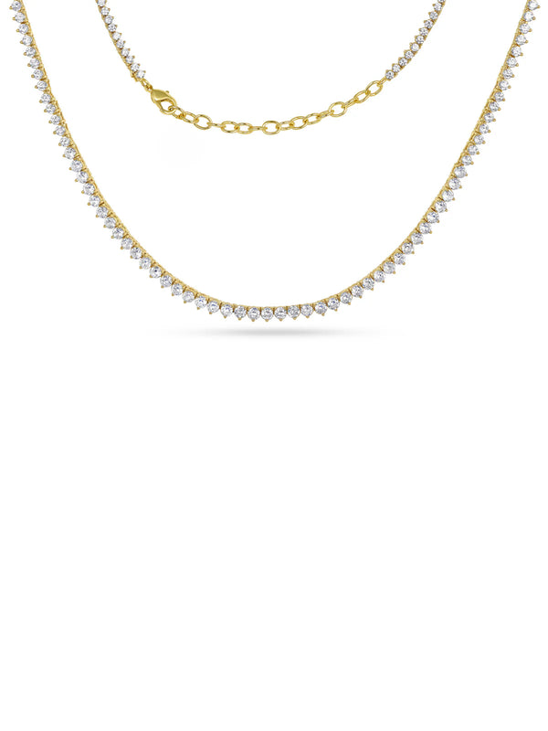 Graduated CZ Tennis Necklace - Yellow / 16-18" Adjustable