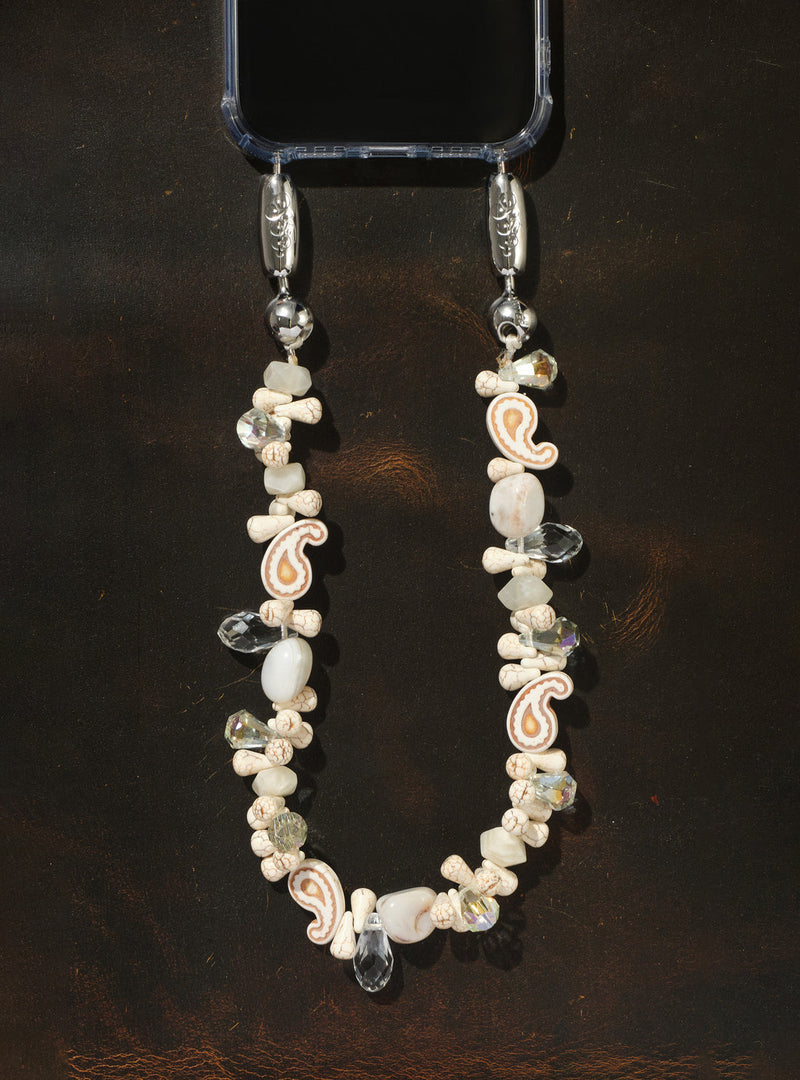 Crystal Paisley Wristlet in Bone