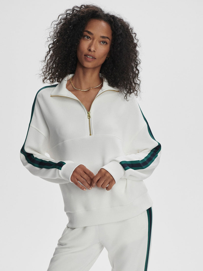 Raymar Half Zip Sweat in White/Navy/Forrest