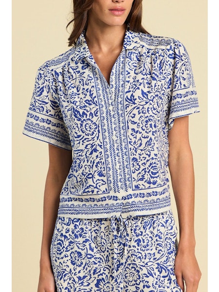Helene Blouse in Hydra Border