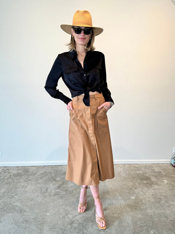Mica Vegan Leather Skirt in Dunes