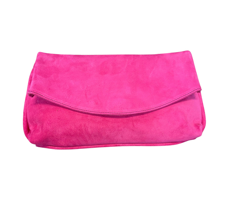 Valentina Clutch in Peony Italian Leather Backed Suede