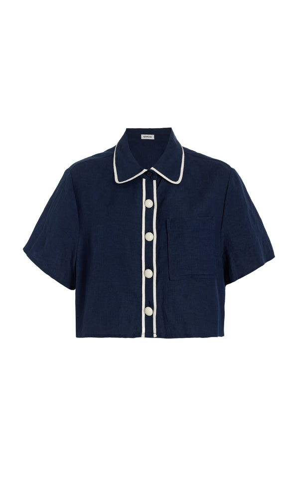 Solange S/S Cropped Shirt in Midnight