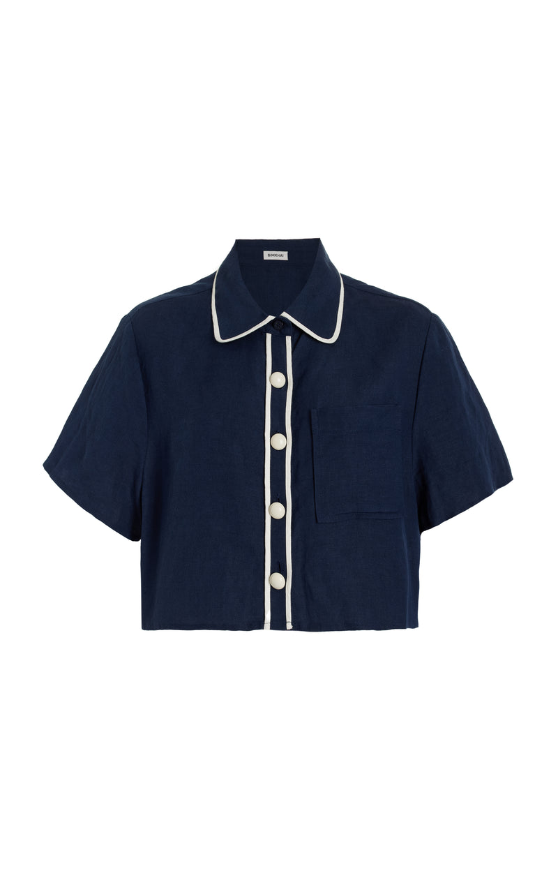 Solange S/S Cropped Shirt in Midnight