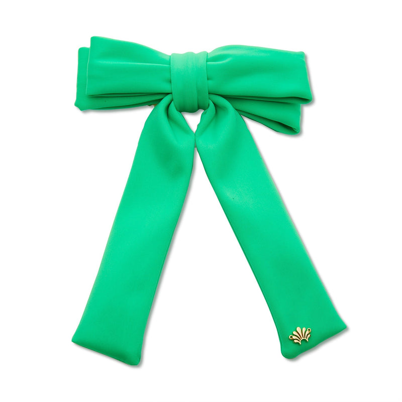 Neoprene Antoinette Bow Barrette in Green Grass