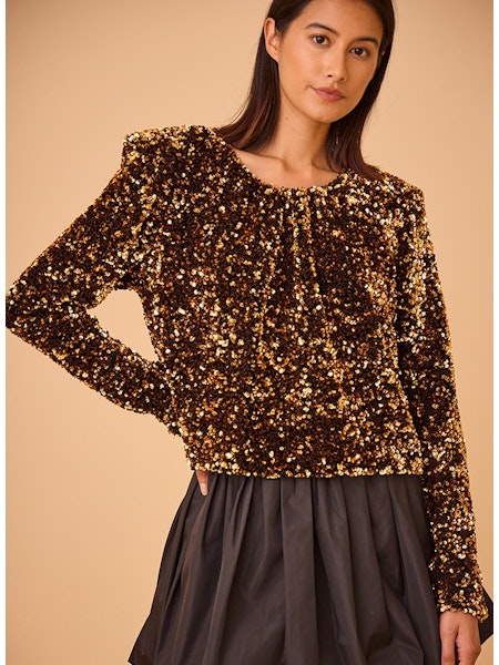 Libby Top in Gold Sequin