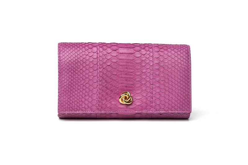 The Olivia Clutch in Berry Python