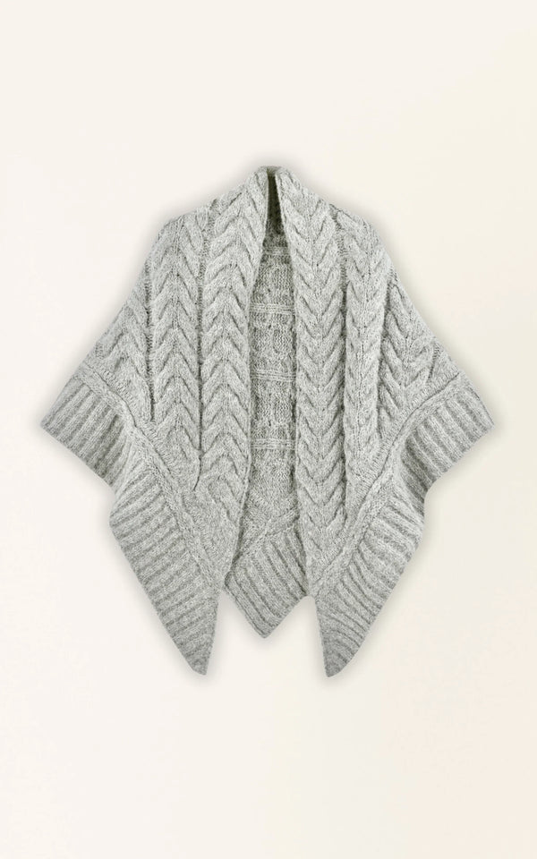 Triangle Cable Shawl in Dove Grey