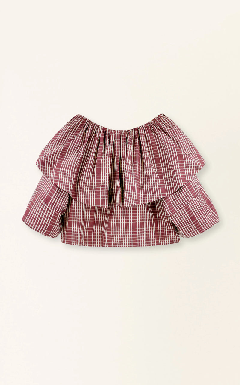 Pondicherry Top in Merlot Plaid