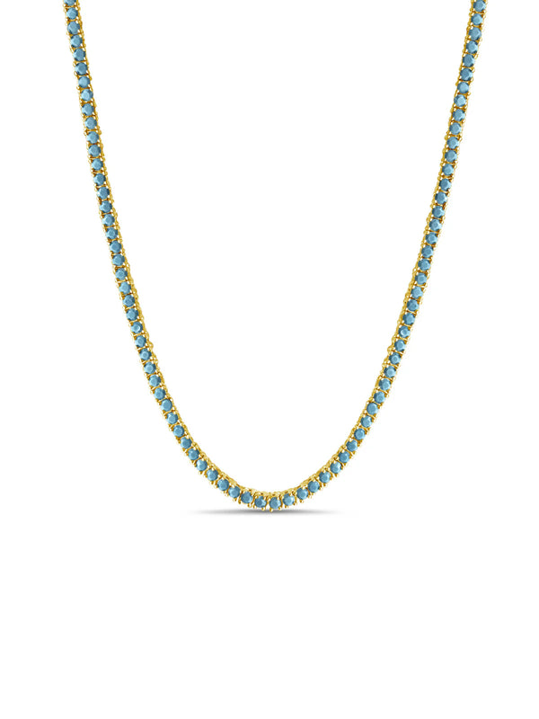 Turquoise CZ Tennis Necklace 16"