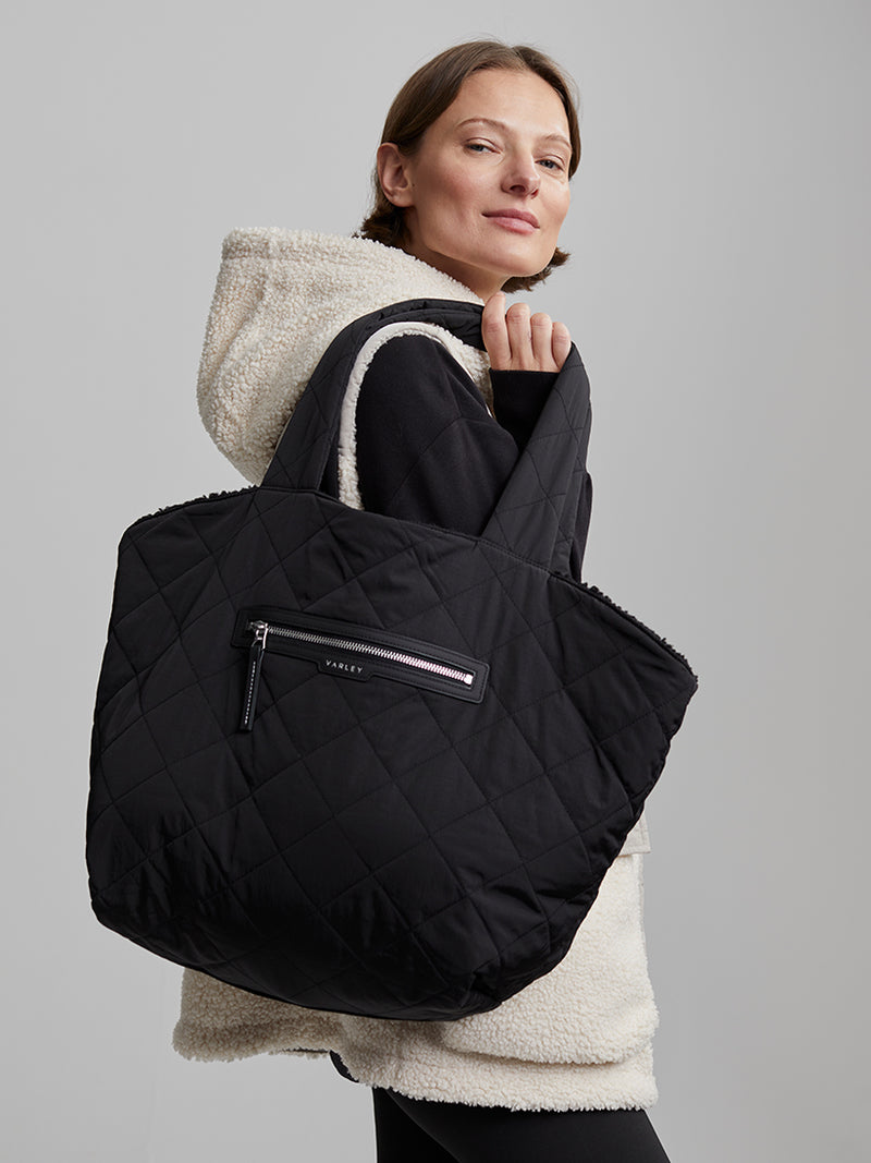 Amos Reversible Quilt Tote in Black