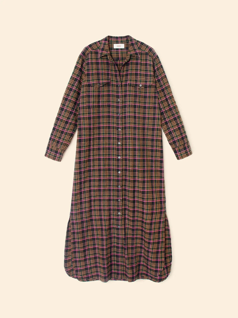 Natalie Dress in Espresso Plaid