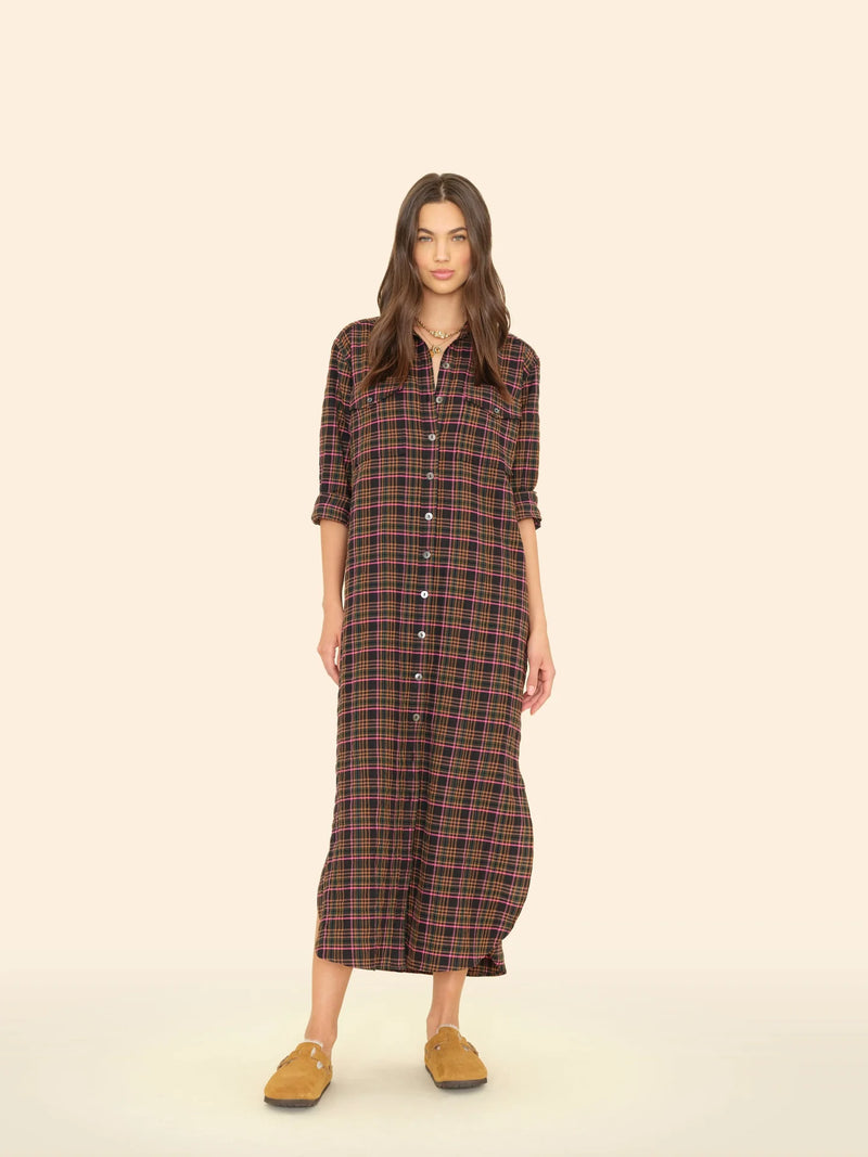 Natalie Dress in Espresso Plaid