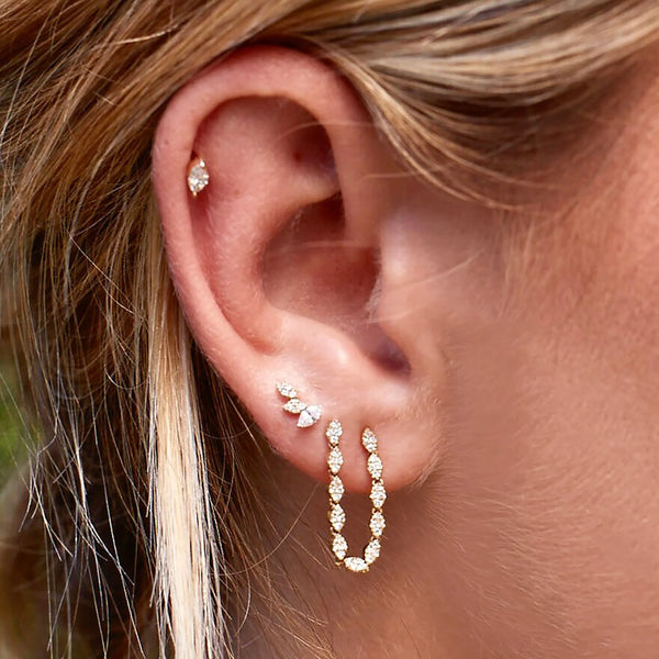 14K Triple Marquise Stud Earrings