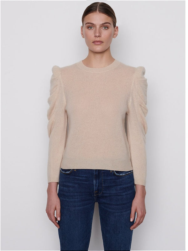 Shirred Sleeve Sweater in Vanilla