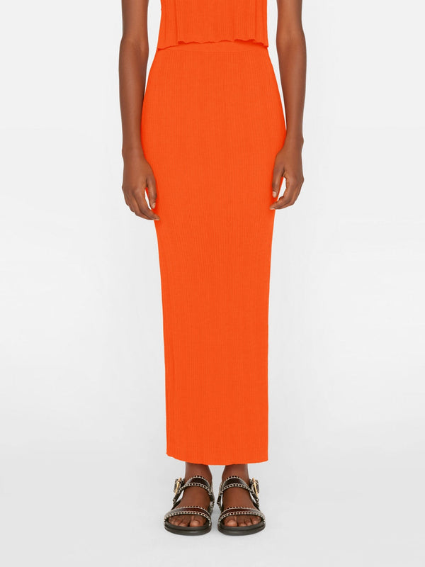 Mixed Rib Cutout Skirt in Bright Tangerine